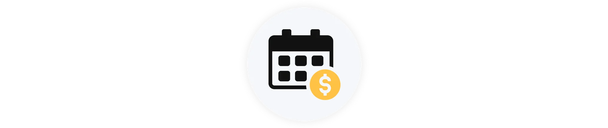 Ícone de um calendário com um símbolo de cifrão